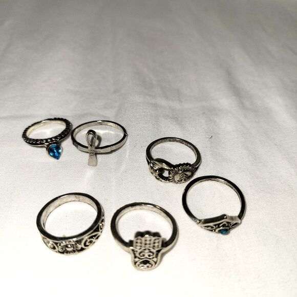 Jewelry - 6 Boho Silver Toned rings